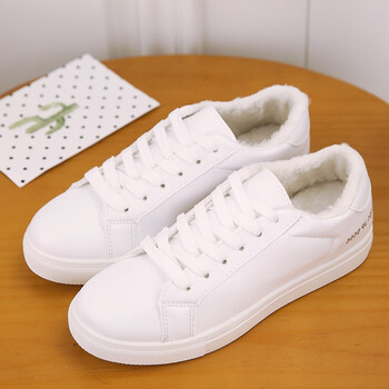 2017秋季新款女士皮面小白鞋平底系带帆布鞋学生运动鞋百搭女板鞋