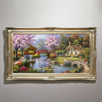 
                                        恒美油画 欧式手绘油画 托马斯田园风景客厅餐厅玄关过道装饰画 酒店别墅背景墙有框画壁画 豪华框4A 160x80                