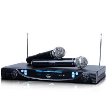 sast/先科 ok-05家用无线话筒 电脑无线麦克风 卡拉ok一拖二ktv 黑款