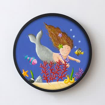儿童房装饰画有框画清新卡通挂画幼儿园卧室壁画床头餐厅圆形墙画sn