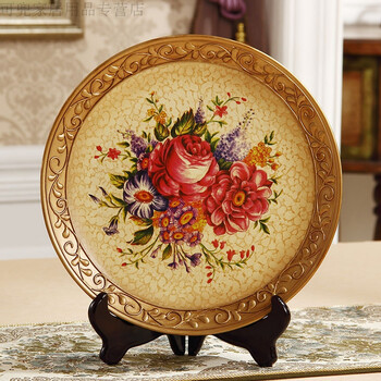 摆盘装饰餐厅墙面装饰盘子挂盘陶瓷盘摆件美式工艺术盘子墙饰看盘装饰