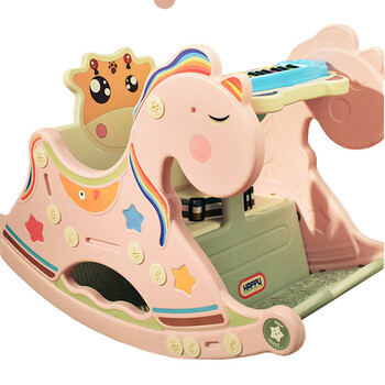 彩色之声 木马 婴儿音乐木马摇摇椅摇摇马1-3周岁儿童玩具 粉色