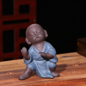 貔貅招财创意财源广进茶具配件喷水茶宠精品摆件茶玩 彩砂陶-怀中抱月