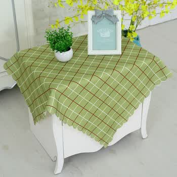 塔思琦 多用巾酒店家用台布餐桌布田园风格茶几盖巾 绿色格子 60*60cm