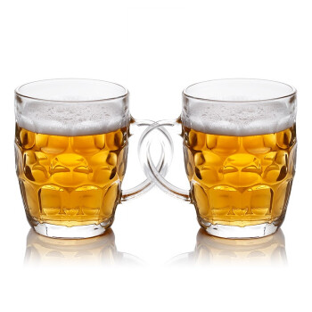 嘉鸿美居 畅系列 啤酒杯经典扎啤杯水晶杯创意啤酒杯果汁杯奶茶杯 500ML 两只装