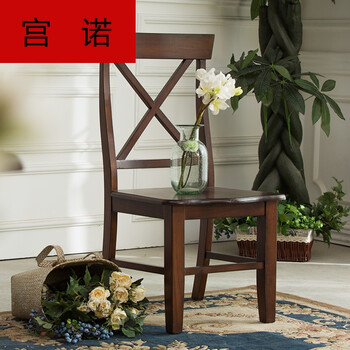 verona美式白蜡木简约复古实木餐椅餐厅书房办公椅子家具 红椿木(99.