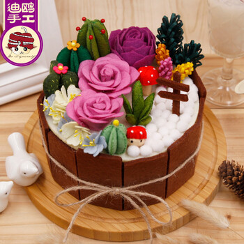 迪鸥 情人节礼物多肉植物花盆组合盆栽摆件置物收纳盒 免裁剪不织布