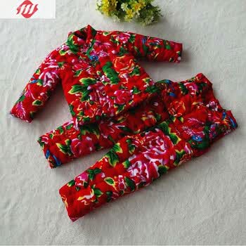 手工婴儿童棉花棉衣 新生儿宝宝棉袄棉裤套装棉服薄厚 秋冬季款wy