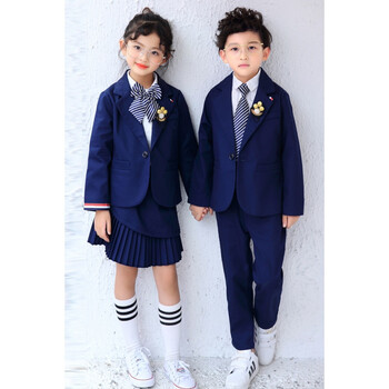 新款韩版儿童男女校服中小学生英伦风秋装长袖班服合唱服 女童蓝色