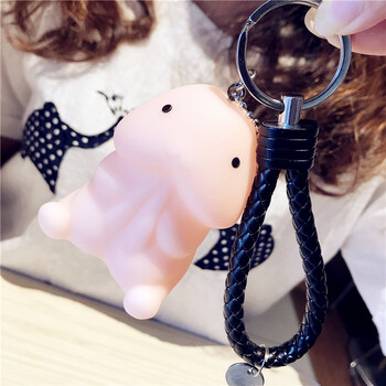 个性钥匙扣挂件公仔 钥匙圈环韩国可爱钥匙链 小丁丁 黑绳