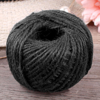 diy 50米手工辅料天然缠彩色花瓶草绳夹照片绳夹子三股麻绳材料 黑色