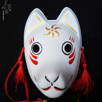 2017新品狐狸面具 萤火之森 阿银/金 狐狸石膏面具 和服 日式和风