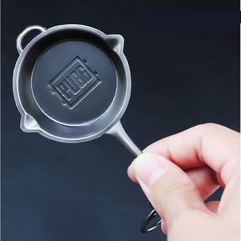 绝地求生大逃杀吃鸡游戏周边98k三级头盔平底锅模型钥匙挂扣手办 平底