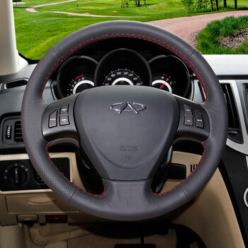 巧手星 手缝真皮方向盘套适用于奇瑞a3专车专用把套 a3 红线孔皮_ 4