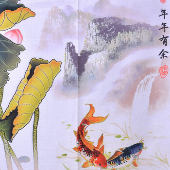 包邮新款 年年有余（鱼）针织印花台湾风水门帘 85宽180高  送杆 年年有余85宽180高