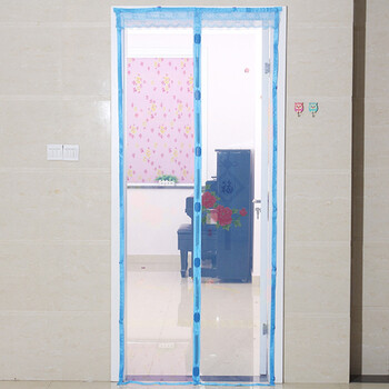 高档免穿防蚊纱门 磁条福扣磁性软体纱门帘 加密防蚊门帘纱窗门帘沙门 包邮 浅紫色