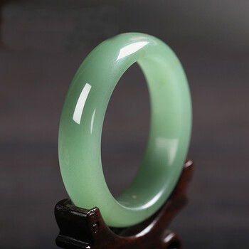 玉手镯 东陵玉翡翠色玉镯子 青绿色玉石手镯 送爱人送妈妈玉镯 特大号