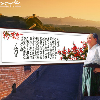 
                                        3d十字绣沁园春雪客厅诗词毛主席版字画书法字中国风花图新款210*61厘米3股绣 绣丫丫丝光线                