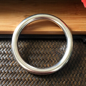 百银999银手镯简洁经典大方圆条光面开口女款男款情侣纯银镯子 100克