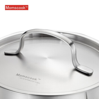 Momscook 德国工艺18/10不锈钢小汤锅小炖锅 无油烟20CM高度12CM 不锈钢色