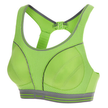 内衣女无钢圈大码健身大胸胖mm高强度防震运动文胸跑步背心式 绿色 85