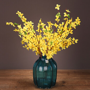 仿真花假花插花花束办公室家居客厅摆设装饰绢花花束花艺 2束迎春花