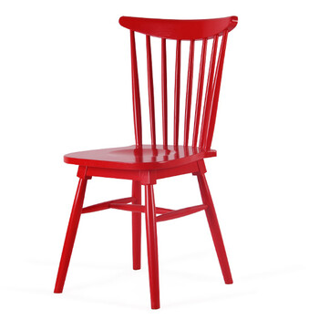 实木椅子北欧餐椅现代简约复古温莎椅休闲餐桌椅酒店咖啡厅椅 红色