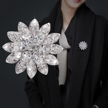 噜噜宝胸针 人造氧化锆石胸针女 雪莲花别针韩国胸花女西服外套毛衣