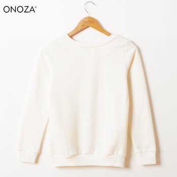 ONOZA2015新款韩版纯色圆领秋冬加绒卫衣女款学生盼酷大小黄鸭印花长袖套头外套上衣休闲 白色  加绒款 M