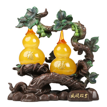 金蟾摆件 家居客厅乔迁风水饰品开业工艺礼品2923 加大福禄双全蜜蜡色