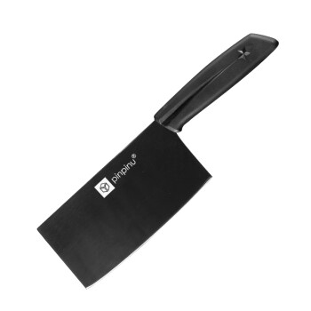 品品优厨具家用刀具组合 碳化不锈钢刀3件套装 斩骨刀 菜刀 厨房剪刀 黑色