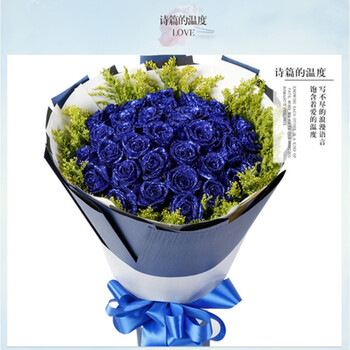 绿园二道区11朵红粉香槟白蓝玫瑰花束礼盒鲜花同城速递 33朵蓝色妖姬