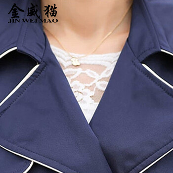 金威猫 2015春秋新款外套韩版修身女式大衣双排扣中长款大码风衣女72 酒红 S