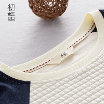 初语春季卫衣女棒球服宽松休闲运动学生套头卫衣女8530521903 米白 L
