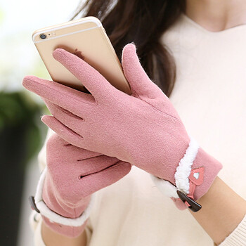 创意触摸屏手套学生写字毛绒五指手套女冬季可爱保暖长款加厚手套