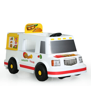 2017新款流动餐车汉堡冰激凌外卖车儿童遥控电动车多功能可坐人玩具