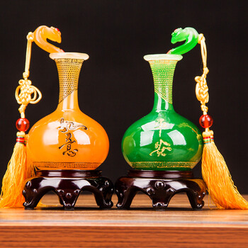 工艺品家居摆设酒柜创意客厅乔迁装饰品开业礼品 玛瑙色特大号葫芦