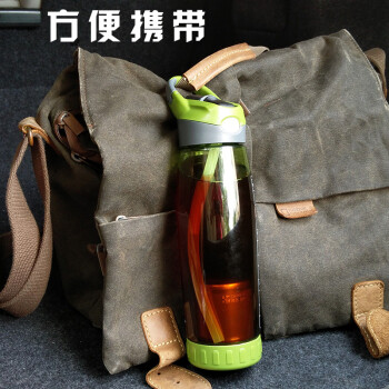 【名品嘉俊】车载泡茶成人吸管水杯 男女士便携透明过滤水壶包邮 塑料杯 T88001M绿色