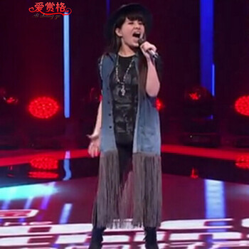 2015新款女装马甲中国好声音第四季贝贝同款牛仔流苏长款马夹 图片色 L