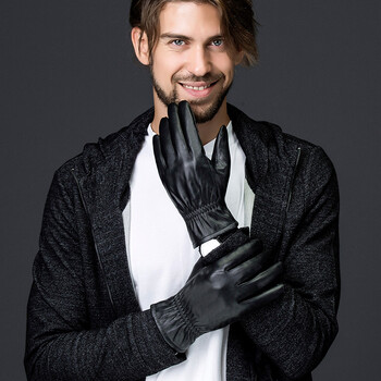 百尚意特 皮手套男士 秋冬季保暖羊皮商务手套 开车皮手套 m10 黑色 l