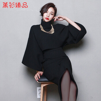 万衫臻品宽松上衣厚韩范黑色立领衬衫外套女2016短款大码衬衣秋冬 S