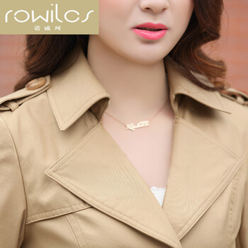 ROWILCS诺威珂欧美时尚女装中长款风衣2015秋新款女装韩版长袖单排扣外套修身上衣潮 卡其 L