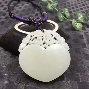 皓缘 爱心平安无事牌挂件 时尚玉石吊坠 项链配饰品 送亲友送爱人礼品