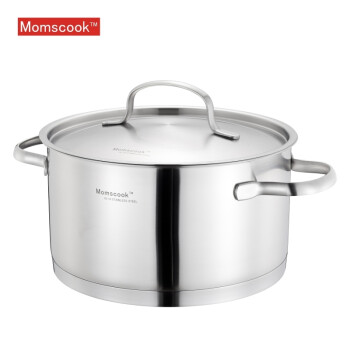 Momscook 德国工艺18/10不锈钢小汤锅小炖锅 无油烟20CM高度12CM 不锈钢色