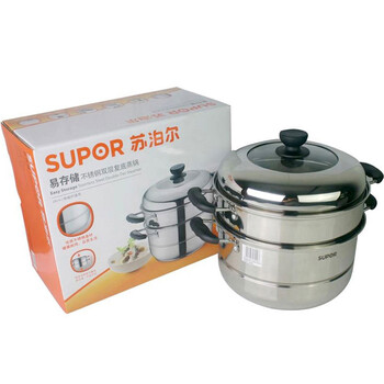 苏泊尔(SUPOR)28cm易存储不锈钢双层复底蒸锅蒸笼SZ28B2(明火电磁炉通用)