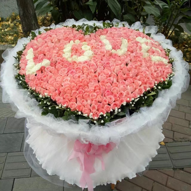 999朵白红粉玫瑰鲜花速递成都同城花店郑州杭州南京长春沈阳送花sn