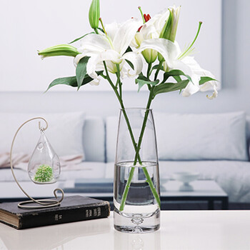 加厚透明百合玫瑰插花花器客厅卧室餐桌工艺摆件 1026a加厚底泡花瓶