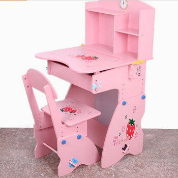 书桌学习桌椅套装木制可升降多功能写字桌类家具 新款粉色