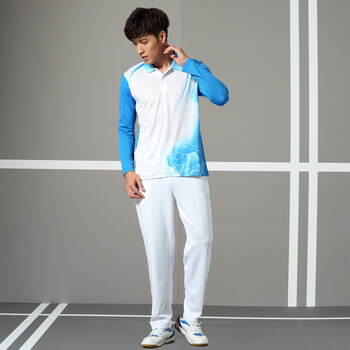 套装男女情侣款长袖上衣乒乓球长袖长袖运动服套装 8909男蓝白裤套装