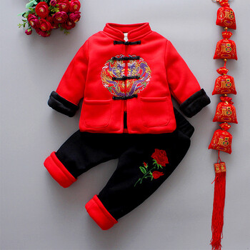 唐装冬季加厚套装中国风过年衣服喜庆宝宝拜年服装新年